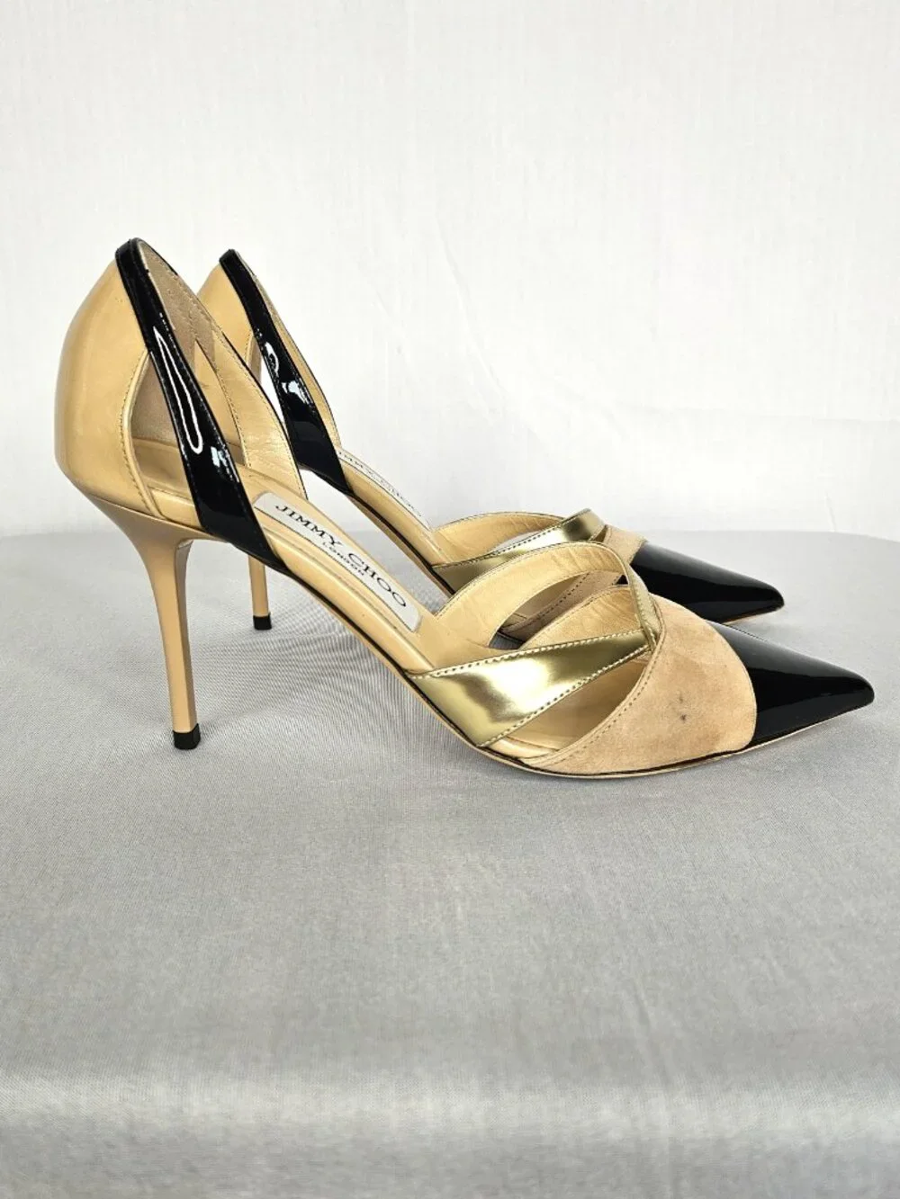 Jimmy Choo Marcine 85 Pumps | Black Nude Gold | Size EU 36, US 6